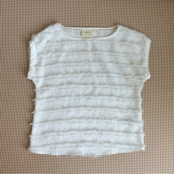MAEVE Anthropologie Fringe ivory top. Size 0 - Picture 12 of 15